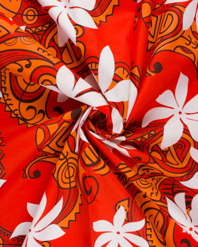 Polynesian fabric VAHINE Red - Tissushop